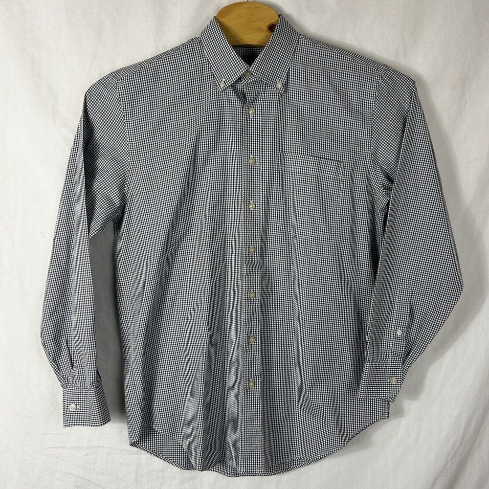 Hickey‎ Freeman Long Sleeve Button Down Size Large Gingham Plaid